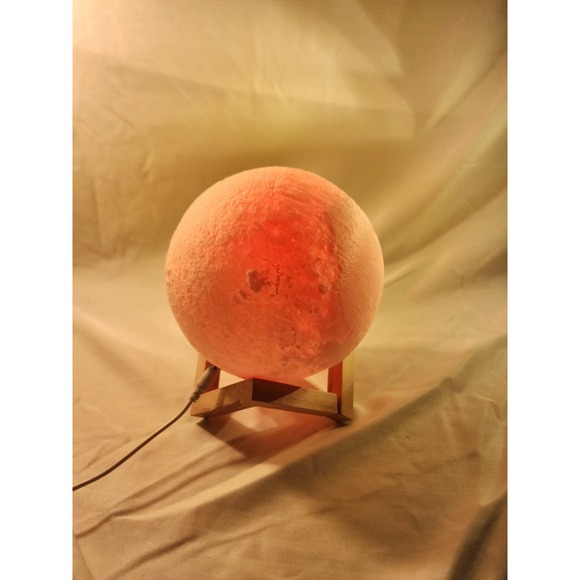 Other - 3D Printed Moon Lamp Multicolored LED Night Light with Wooden Stand